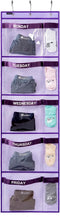 Kids Clothes Organizer for School, Weekly Hanging Storage from Monday to Friday, Day of Week Closet Organizer (PURPLE)
