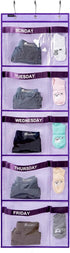 Kids Clothes Organizer for School, Weekly Hanging Storage from Monday to Friday, Day of Week Closet Organizer (PURPLE)