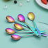 Berglander Rainbow Teaspoon, Stainless Steel Dessert Spoon with Colorful Titanium Plating, 6.5 Inches, Pack of 6
