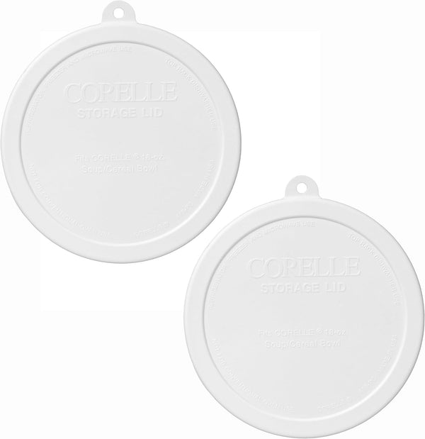 Corelle 418-PC White Cereal Bowl with Plastic Lid, 2-Pack