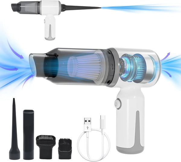Mini Cordless Car Vacuum Cleaner, Portable 3 in 1 High Power Suction 9KPa, USB-C Charging for Car Home & Office