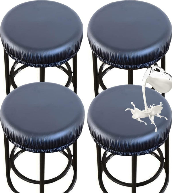 HFCNMY Stool Covers, 4Pcs Waterproof Stretch PU Round Bar Stool Covers, Protective Seating