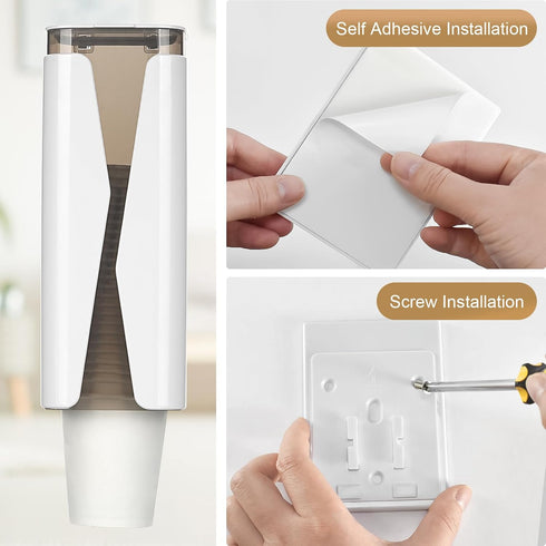 3oz-6oz Cup Dispenser, Wall Mounted Mouthwash Cup Dispenser Fit Disposable Cups, Pull Type Water Cooler Cup Holder