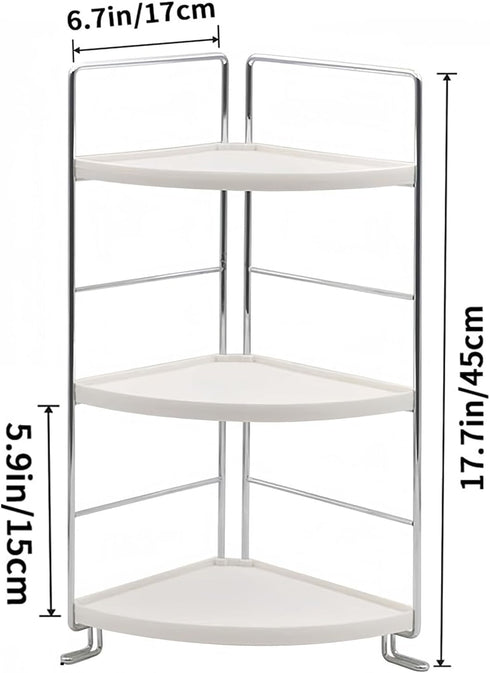 3-Tier Countertop Corner Spice Rack Kitchen Bathroom Organizer Vanity Tray Cosmetic Makeup Storage Standing Shelf