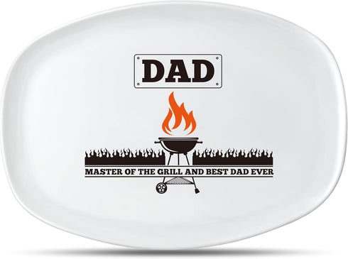 R HORSE Dad Grill Platter Gift, White Oval Serving Tray for BBQ, Salads, Desserts, Charcuterie, Birthday Christmas Gift