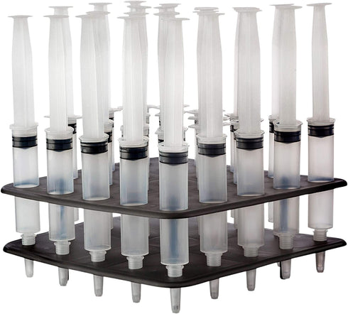 25 Pack (1oz) Jello Shot Syringes Combo with Tray/Racking Stand for Holiday Party Supplies