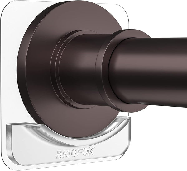 BRIOFOX Extra-Large Adhesive Shower Curtain Rod Holder, No Drilling, 2 Pack, Transparent Retainer