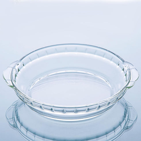 Round Glass Pie Pans, 1 Pack, 7in Clear Baking Dishes with Handles for Apple Pie, Pumpkin Pie, Salads