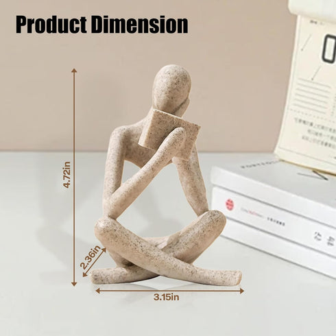 UTTCMK Bookshelf Decor Reading Statue - Abstract Art Thinker Sculpture Bookend for Shelves Aesthetic, Modern Home