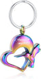 Yinplsmemory Hummingbird Cremation Keychain for Ashes Holder, Always in My Heart Urn Locket Pendant