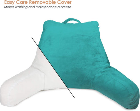 Clara Clark Reading Pillow with Shredded Memory Foam for Sitting Up in Bed and Couch, Back and Arms Adjustable Support