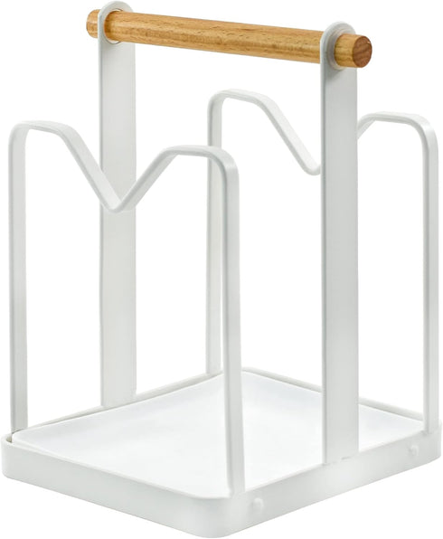 VANRA Cutting Board Organizer, Metal Steel Pot Lid Holder Stand for Kitchen Countertop, 2 Slots, White