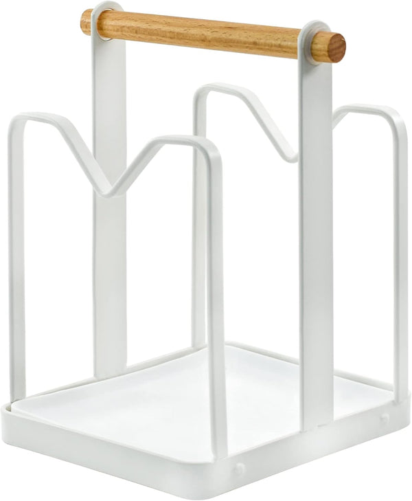 VANRA Cutting Board Organizer, Metal Steel Pot Lid Holder Stand for Kitchen Countertop, 2 Slots, White