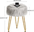 4 LG-32G IBUYKE Faux Fur Vanity Stool Chair, Furry Makeup Stool Ottoman, Soft Padded Seat, Round Footrest Footstools