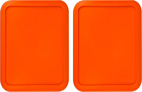 Pyrex Replacement Lid for 3 Cup Bowl Rectangle 7210-PC (5.75" x 7.75") - 2-Pack Orange Cover