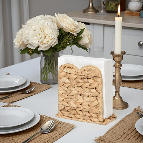 Kriitools Wicker Rattan Napkin Holder for Table, Kitchen Dining, Bar, Coffee Table, Farmhouse Rustic Boho Home Decor