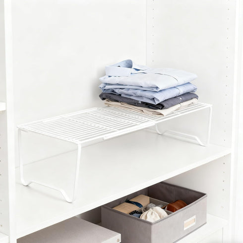 JBESUHI 15-24.4in Closet (1 Pack, Extendable Metal Wire Shelf Organizer - Adjustable Length, Stackable Storage Rack