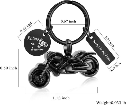 Motorcycle Cremation Urn Keychain for Men's Ashes, Keepsake Urn Jewelry for Motor Ashes