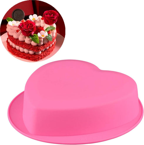 Heart Shaped Silicone Mold, Non-Stick Baking Bakeware for Birthday Party, DIY Pastry, 22CM