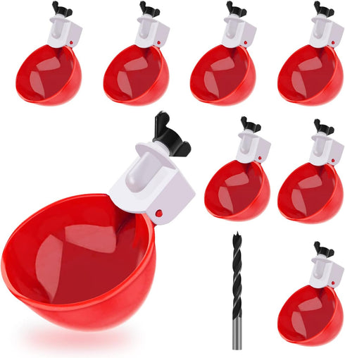 Darcvds Professional Chicken Waterer Cups, 8 Packs Large Chicken Water Feeder, Tee Fittings