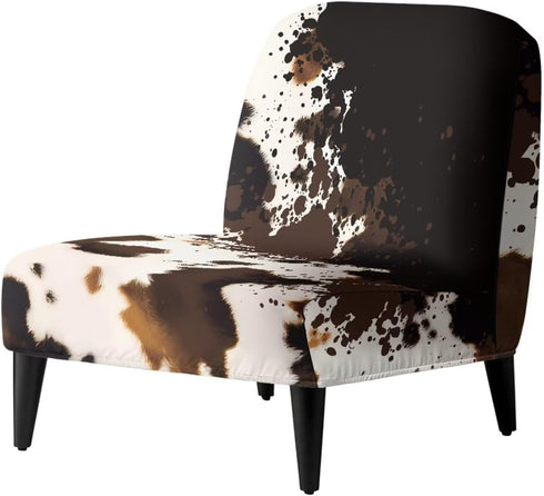 Generic Stretch Armless Chair Slipcovers Cow Print Armless Accent Chair Covers Removable Non-Slip
