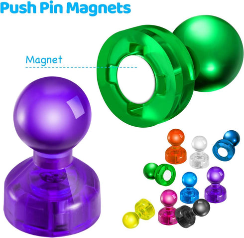 90 PCS Colorful Strong Magnetic Push Pin Magnets, Office/Classroom Magnets, Perfect for Kitchen, Home, School, Map,