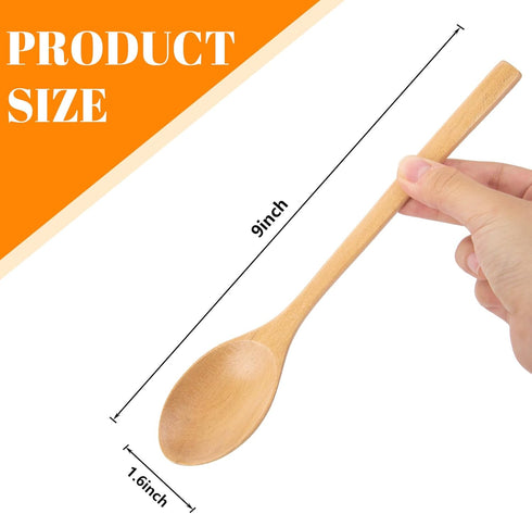 Wooden Spoons, 6PCS 9 Inch Wood Soup Spoons for Eating Mixing Stirring, Long Handle Spoon for Japanese Style Home Kitchen Cooking Stirring