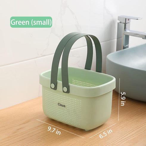 JiatuA Shower Caddy Baskets - Plastic Storage Bins with Silicone Handles for Bathroom, Kitchen, Closet, Bedroom (Small