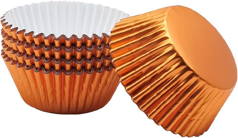 Standard Orange Foil Cupcake Liners, 100-Count Muffin Baking Cups for Party and More