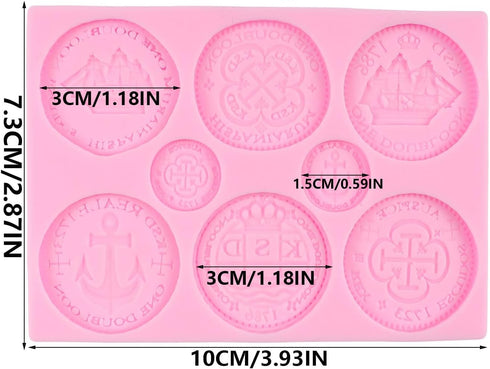 Treasure Coins Silicone Mold Coin Fondant Molds For Cake Decoration Cupcake Topper Chocolate Candy Polymer Clay Gum Paste by QDMOLDS