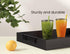 Handles,15x10in Fibogollo Bamboo Serving Tray with Metal Ottoman Decorative Trays Platter for Coffee Table,Living