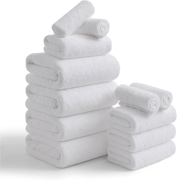 Hailea Luxury Bath Towels Set - 12 Piece (4 Large Bath Towels,4