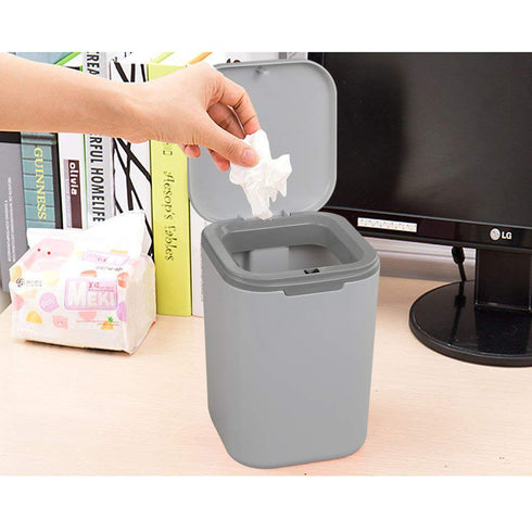 Recycled Tiny Desktop Trash Can, Car Waste Can, 0.5 Gallon, Gray