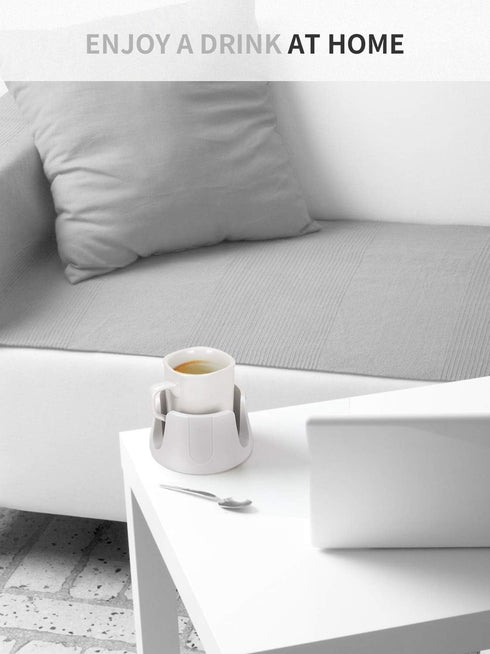 Anti-Spill Cup Holder, Drink Coaster with Anti-Slip Mat for Home Office Outdoors (White)