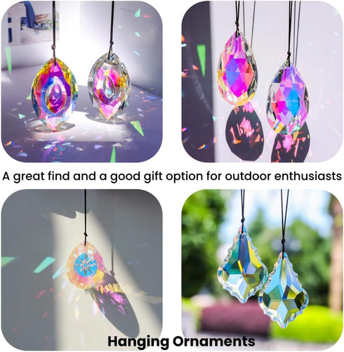 SANPLMG 6Pcs Crystal Sun Catcher Prisms, Suncatchers for Windows Hanging, AB Colored Chandelier Crystals Prisms