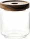 480ML Clear Cute Glass Storage Canister with Stackable Airtight Wood Lid - Decorative Small Container Jar for Kitchen