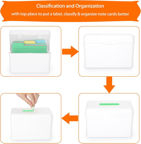 BTSKY 1 Pack 4 x 6 inch Index Card Box - Plastic Storage Organizer for Recipes, Note Cards, Flashcards, White (Not