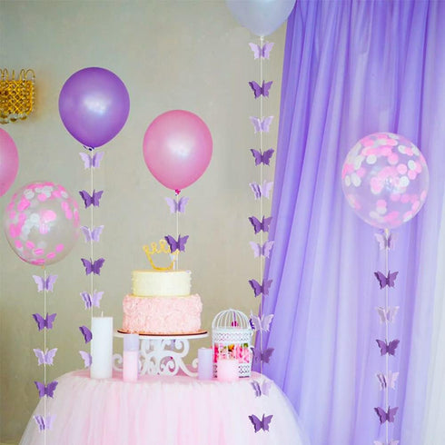 BEISHIDA 5Pcs Purple Lavender Butterfly Paper Garland, Hanging Decorative Banner for Halloween Home Decor, Birthday