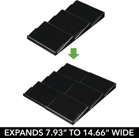 mDesign Expandable Plastic Deluxe Spice Rack, 3 Tier Slanted Drawer Organizer for Kitchen Cabinets