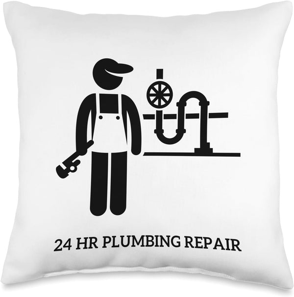 Adler 24 HR Plumbing Repair Throw Pillow, 16x16, Multicolor Design