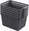 Sandmovie Gray Plastic Storage Baskets, Set of 6 Packs