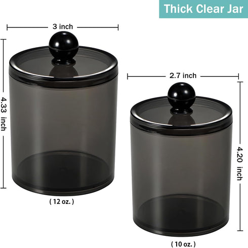 SheeChung 6 Pack Qtip Dispenser Apothecary Jars with Labels - Clear Plastic Acrylic Jar for Bathroom Storage