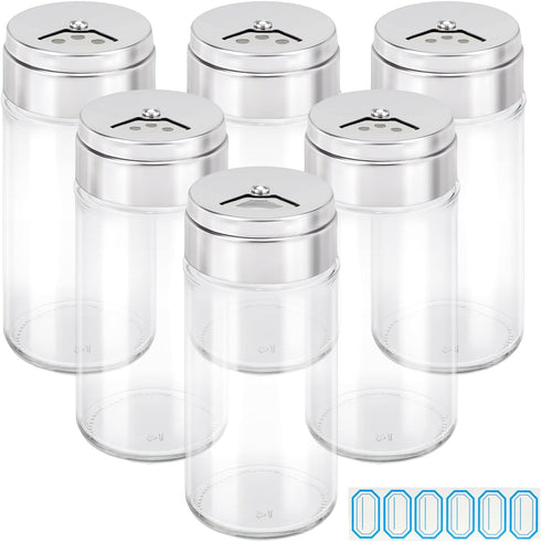 Segarty 6 Pack 4 oz Glass Spice Jars with Shaker Lids, Adjustable Pour Large Holes for Herbs, Grains, Seasoning
