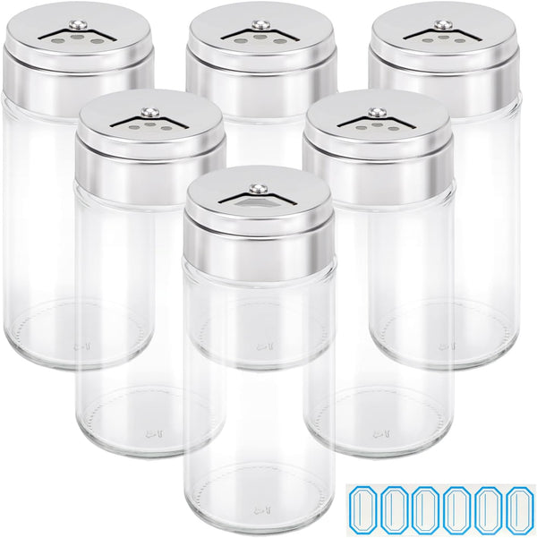 Segarty 6 Pack 4 oz Glass Spice Jars with Shaker Lids, Adjustable Pour Large Holes for Herbs, Grains, Seasoning