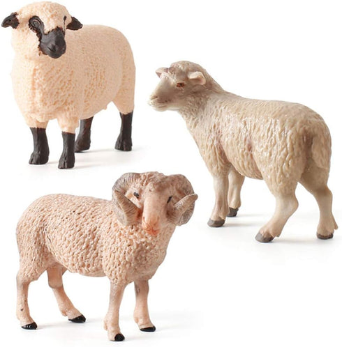 Kisangel Realistic Merino Sheep Figure, Small Lamb Farm Animals Model, Plastic Barn Figurines for Collection Desk
