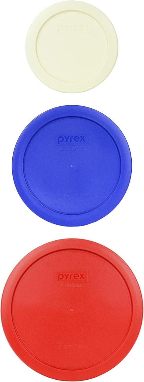 Pyrex Lid Set for 7200 2-Cup, 7201 4-Cup, and 7203 7-Cup Glass Bowls - Made in the USA (3)