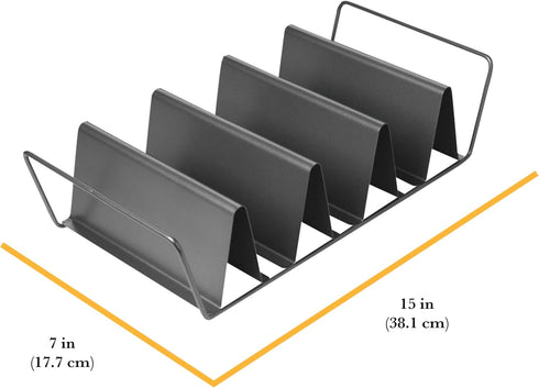 Chicago Metallic Professional 6-Shell Baked Taco Rack, Grey, 15-Inch by 7-Inch, Perfect for Baking