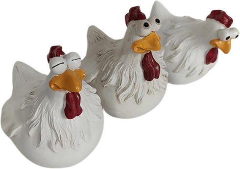Funny Farm Chickens Statues,Cute Chicken Fence Decoration,Resin Chickens Decor,Outdoor Real Animal Statue,Chicken