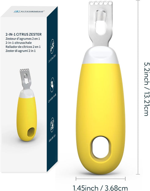 KITCHENDAO Citrus Lemon Peeler Zester Tool - Ultra Sharp Lemon Rind Twist Peeler Tool, Yellow