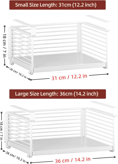 SSYYGET Closet 14.2 inches) Under Shelf Organizer, Detachable Under Shelf Basket, Metal Hanging Under Desk Basket